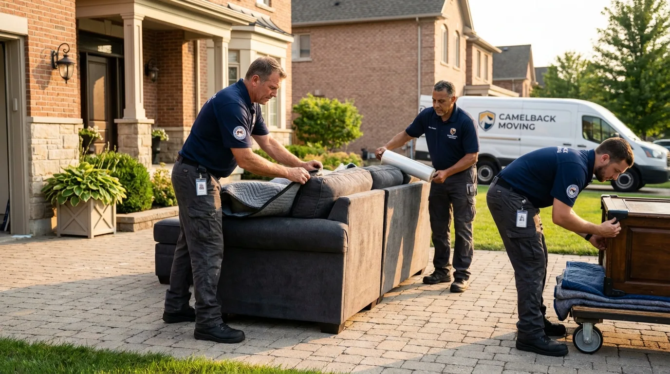 Large estate moving crew wrapping furniture in Hardwick, VT